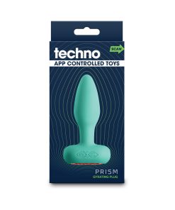 Techno Prism App-Controlled Vibrating And Rotating Plug Teal