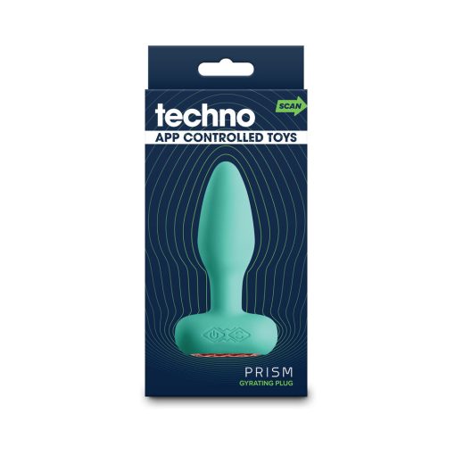 Techno Prism App-Controlled Vibrating And Rotating Plug Teal