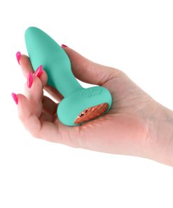 Techno Prism App-Controlled Vibrating And Rotating Plug Teal