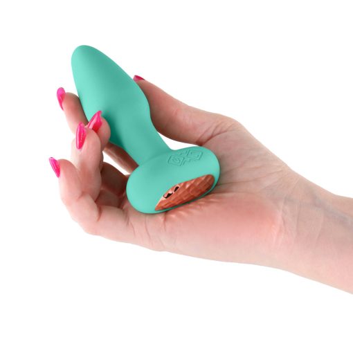 Techno Prism App-Controlled Vibrating And Rotating Plug Teal - Image 3