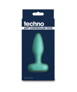 Techno Prism App-Controlled Vibrating And Rotating Plug Teal