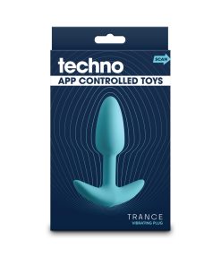 Techno Trance App-Controlled Vibrating Plug With Remote Blue