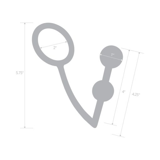 Blue Line 2 Bead Stainless Steel Anal Hook & Cock Ring - Image 4
