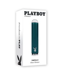 Playboy Emerald Rechargeable Vibrating Glass Mini Vibe Deep Teal