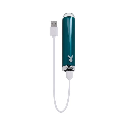 Playboy Emerald Rechargeable Vibrating Glass Mini Vibe Deep Teal - Image 7