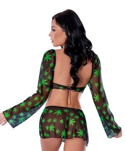 Skirt & G-String Set Pot Leaf L/Xl