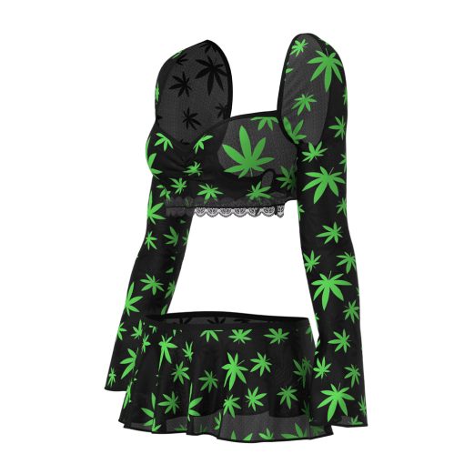 Magic Silk Hazy Dayz Crop Top, Skirt & G-String Set Pot Leaf L/Xl - Image 7