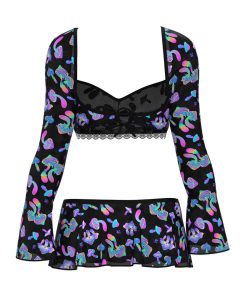 Magic Silk Hazy Dayz Crop Top, Skirt & G-String Set Mushroom S/M