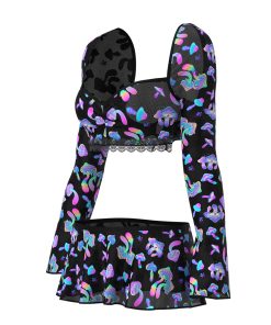 Magic Silk Hazy Dayz Crop Top, Skirt & G-String Set Mushroom L/Xl