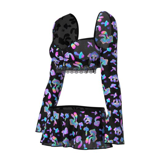 Magic Silk Hazy Dayz Crop Top, Skirt & G-String Set Mushroom L/Xl - Image 4