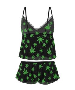 Magic Silk Hazy Dayz Cami & Short Set Pot Leaf S/M