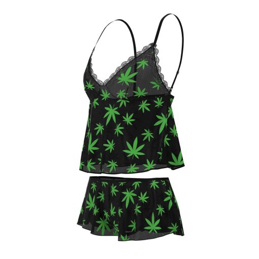 Magic Silk Hazy Dayz Cami & Short Set Pot Leaf S/M - Image 4