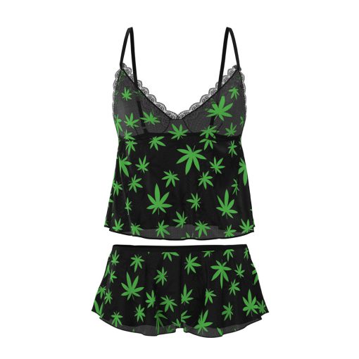 Magic Silk Hazy Dayz Cami & Short Set Pot Leaf L/Xl - Image 3