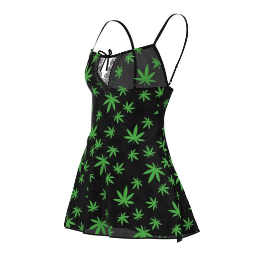 Magic Silk Hazy Dayz Dress & G-String Set Pot Leaf L/Xl - Image 4