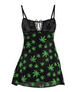 Magic Silk Hazy Dayz Dress & G-String Set Pot Leaf L/Xl