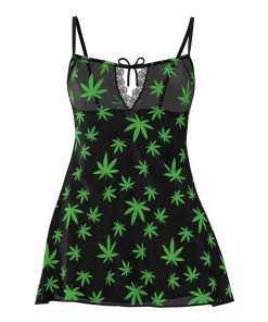 Magic Silk Hazy Dayz Dress & G-String Set Pot Leaf L/Xl