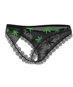 Magic Silk Hazy Dayz Crotchless Panty With Open Back Pot Leaf S/M
