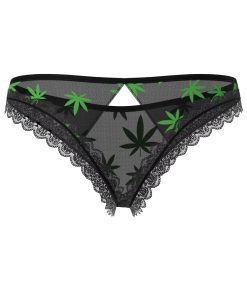 Magic Silk Hazy Dayz Crotchless Panty With Open Back Pot Leaf S/M