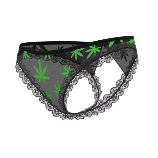 Magic Silk Hazy Dayz Crotchless Panty With Open Back Pot Leaf L/Xl - Image 4