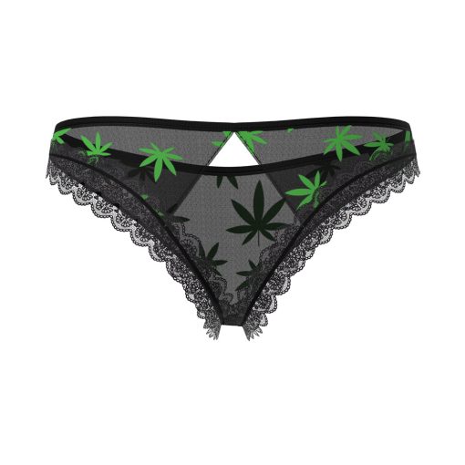 Magic Silk Hazy Dayz Crotchless Panty With Open Back Pot Leaf L/Xl - Image 6