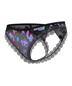 Magic Silk Hazy Dayz Crotchless Panty With Open Back Mushroom L/Xl