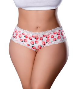 Magic Silk Sweet Treats Crotchless Boy Short With Lube Peach Queen Size