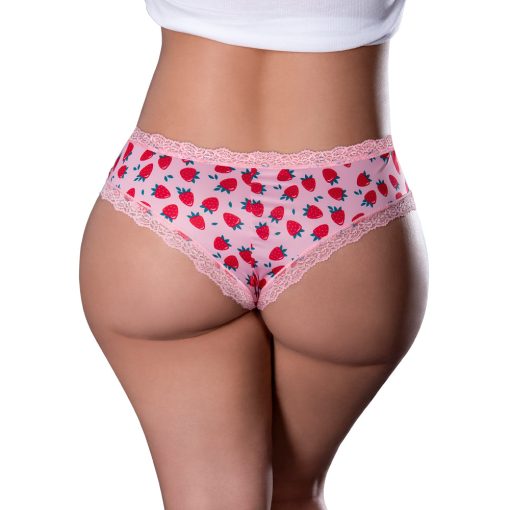 Magic Silk Sweet Treats Crotchless Boy Short With Lube Strawberry Queen Size - Image 2