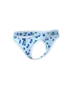 Magic Silk Sweet Treats Crotchless Thong With Lube Blueberry Queen Size