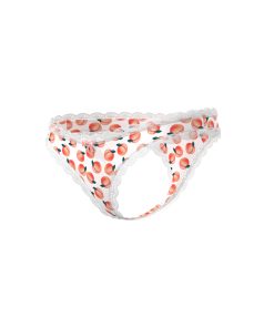 Magic Silk Sweet Treats Crotchless Thong With Lube Peach S/M