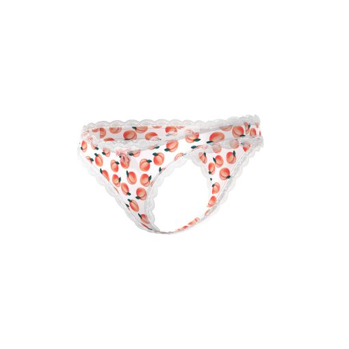 Magic Silk Sweet Treats Crotchless Thong With Lube Peach S/M - Image 4