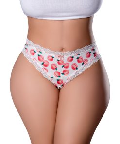 Magic Silk Sweet Treats Crotchless Thong With Lube Peach Queen Size