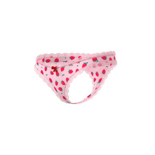 Magic Silk Sweet Treats Crotchless Thong With Lube Strawberry L/Xl - Image 4