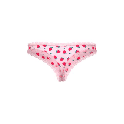 Magic Silk Sweet Treats Crotchless Thong With Lube Strawberry L/Xl - Image 5