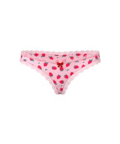 Magic Silk Sweet Treats Crotchless Thong With Lube Strawberry Queen Size