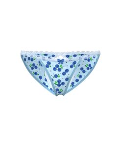 Magic Silk Sweet Treats Split Back & Crotchless Panty With Lube Blueberry Queen Size