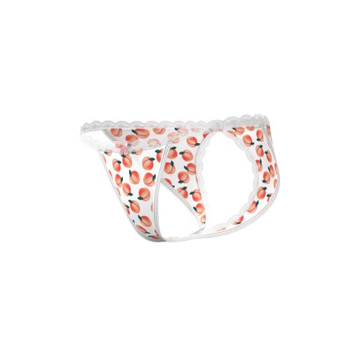 Magic Silk Sweet Treats Split Back & Crotchless Panty With Lube Peach L/Xl - Image 4