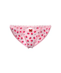 Magic Silk Sweet Treats Split Back & Crotchless Panty With Lube Strawberry S/M