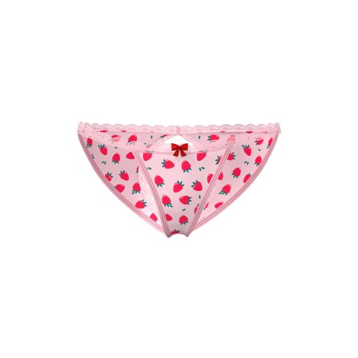 Magic Silk Sweet Treats Split Back & Crotchless Panty With Lube Strawberry S/M - Image 3