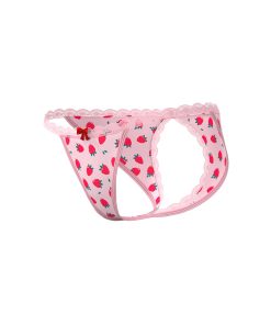 Magic Silk Sweet Treats Split Back & Crotchless Panty With Lube Strawberry S/M