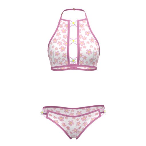 Magic Silk Daisy Halter Bralette & Panty Set Daisy Print S/M - Image 7