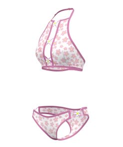 Magic Silk Daisy Halter Bralette & Panty Set Daisy Print L/Xl