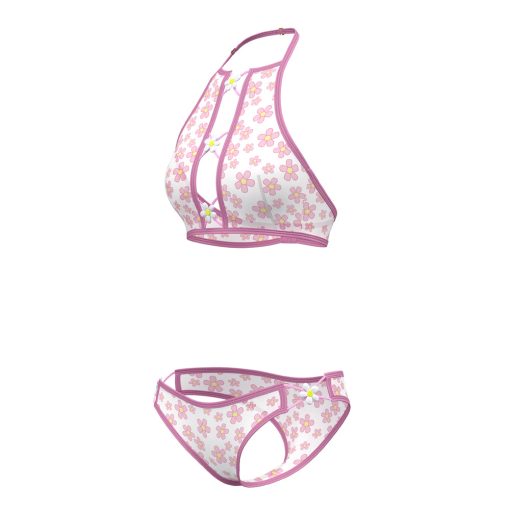 Magic Silk Daisy Halter Bralette & Panty Set Daisy Print L/Xl - Image 8