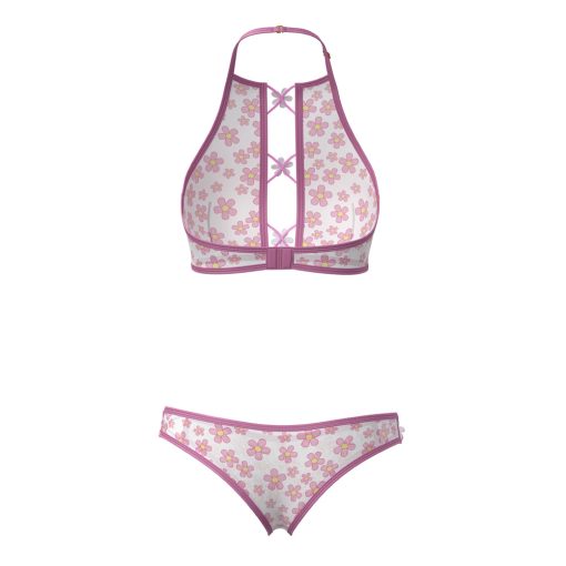 Magic Silk Daisy Halter Bralette & Panty Set Daisy Print L/Xl - Image 9