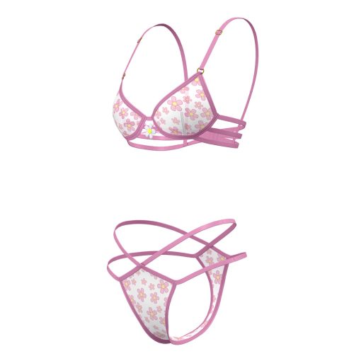 Magic Silk Daisy Bra & Thong Set Daisy Print Queen Size - Image 8
