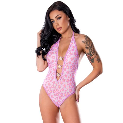 Magic Silk Daisy Teddy With Snap Crotch Daisy Print S/M - Image 5