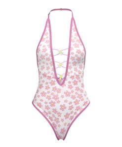 Magic Silk Daisy Teddy With Snap Crotch Daisy Print S/M
