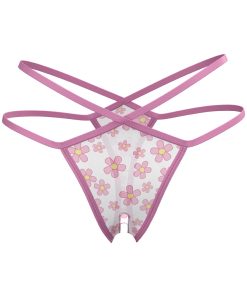 Magic Silk Daisy Split Crotch Thong Daisy Print L/Xl