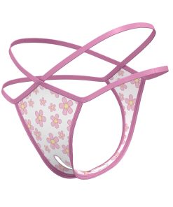 Magic Silk Daisy Split Crotch Thong Daisy Print L/Xl