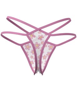Magic Silk Daisy Split Crotch Thong Daisy Print L/Xl