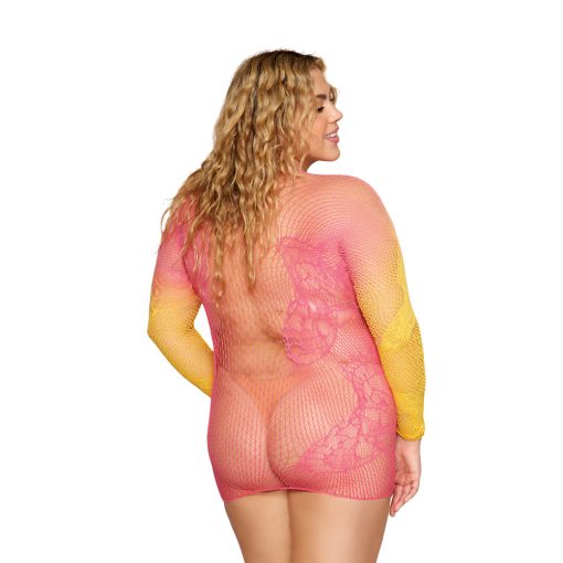 Dreamgirl Versatile Butterfly Fishnet Bodystocking Watermelon Mimosa Queen Size - Image 4